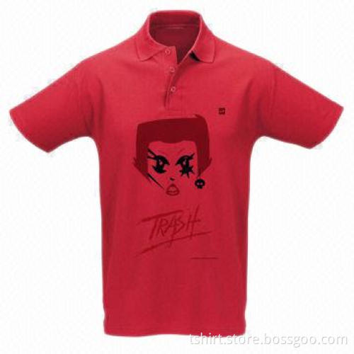 Men's red polo t-shirts, printed polo